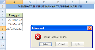 Membatasi input hanya tanggal hari ini